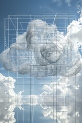 Poster - A geometric cloud built from triangular wireframe elements, emphasizing its structured and modular nature