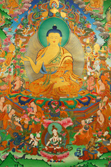 Poster - Nepalese Thangka. Religious painting representing Buddha.