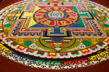 Sticker - Mandala of compassion made from colored sand. France.