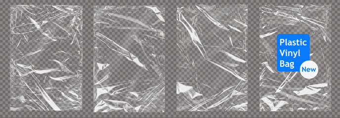 Aufkleber - Transparent Plastic Vinyl Bags for Packaging and Storage. Vector illustration