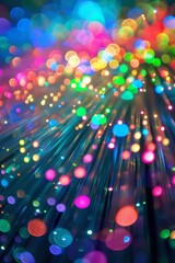 Poster - Intricate network of fiber-optic cables, glowing with vibrant colors, carrying the lifeblood of the cloud