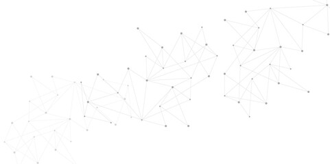 Poster - Grey graphic background dots with connections technologies and sharing data as abstract concept.