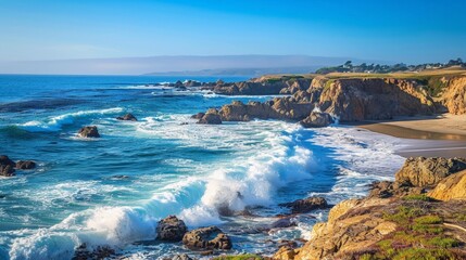 Wall Mural - Crashing waves erode the coastline, carving out hidden coves and secret beaches.