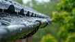 © Екатерина Чумаченко - Close-up of raindrops on aluminum gutter and house roof. Concept Raindrops, Close-up Photography, Aluminum Gutter, House Roof