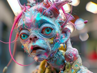 Wall Mural - ai generated illustration of a colorful and detailed alien creature with vibrant patterns