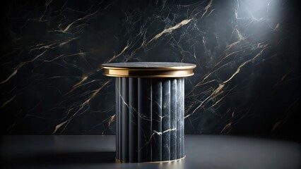 Poster - Elegant black marble pedestal display for showcasing items, elegant, black, marble, pedestal, display, showcase, items