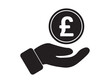 © Charles stockio - pound coin on hands British pound dropping coin line icon. Pound Coin Payment Hand glyph icon, vector icon from business collection for web, mobile apps and ui.