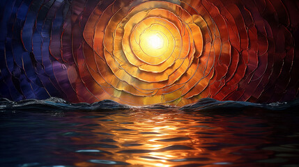 Wall Mural - Angelo Franco art, working with water and electricity, dramatic lighting.