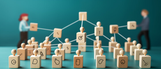 People Connecting Blocks and Strings in Network