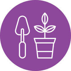 Wall Mural - Gardening line circle icon