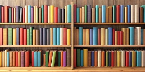 Canvas Print - Books lined up on a bookshelf, bookshelf, books, organized, literature, education, reading, library, shelves, collection