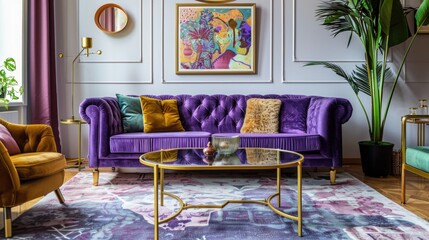 Wall Mural - Purple Living Room