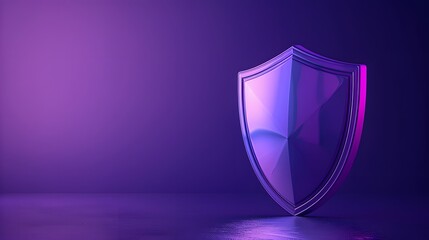 Poster - Modern shield on a purple background representing security and protection in a digital world. Ideal for cybersecurity, safety and defense themes.