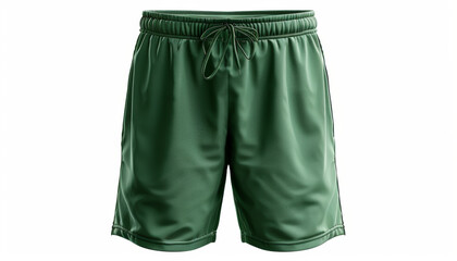 Green Athletic Shorts with Drawstring