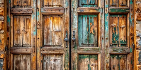 Canvas Print - Close-up photo showing a textured surface of a weathered wooden door, texture, surface, close-up, detail, pattern, rough