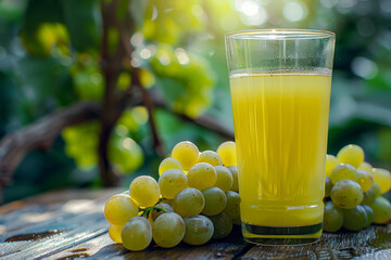 Wall Mural - Glass of Grape Juice with Fresh Grapes