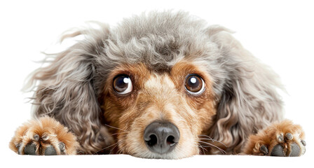 Sticker - PNG Adorable poodle with expressive eyes