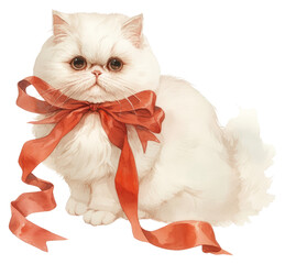 Poster - png adorable fluffy cat with ribbon