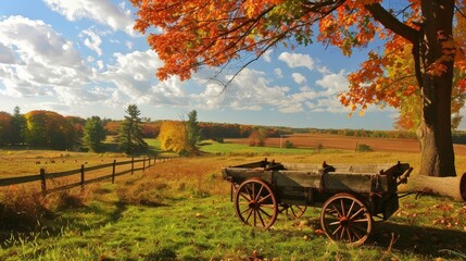 Sticker - Hayrides meander through fields, offering glimpses of autumn's splendor from the comfort of a rustic wagon.