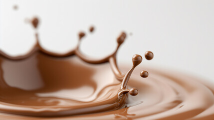 
A rich splash of melted dark chocolate, with droplets