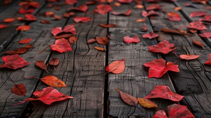 Poster - Red Leafed Wooden Floor