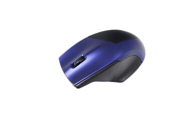 blue and black Wireless computer mouse.The background is transparent.