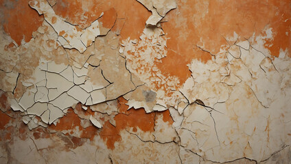 Old wall, peeling paint, orange color