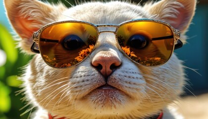 Cat wearing sunglasses.