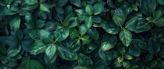 Wall Mural - Top view of green boxwood leaves against a background