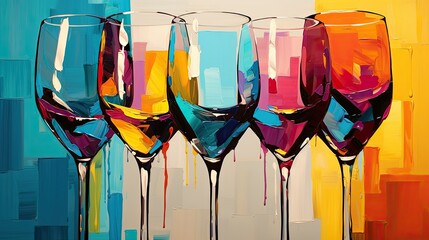 Abstract wine glass wall art