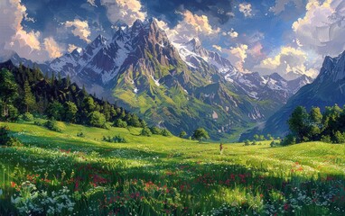 Wall Mural - Majestic Mountain Landscape
