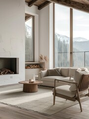 Poster - Cozy Living Room with Fireplace