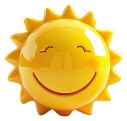 Poster - PNG Cute smiling sun Chrome material shape white background anthropomorphic