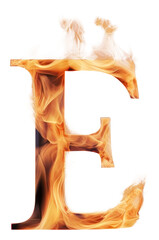 Poster - Burning letter E text fire burning