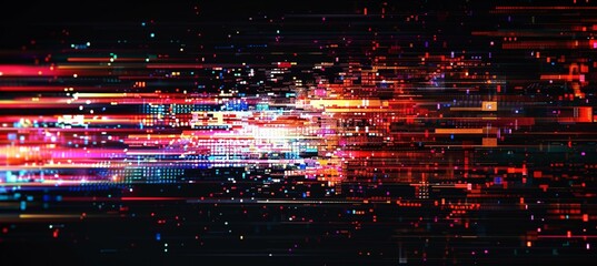 Fototapete - Distortion glitch background. Screen TV error screen damage distortion. Generative AI technology.	
