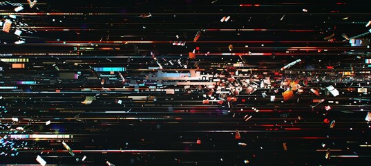 Fototapete - Distortion digital glitch background. Screen TV error screen damage. Generative AI technology.	
