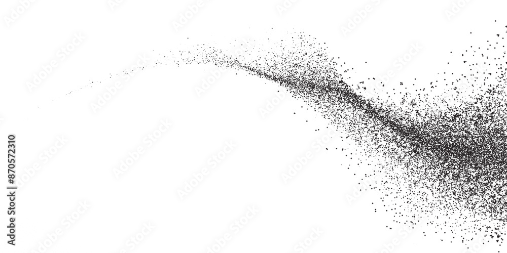 Wave Ink Splat Grain noise wave background, dust dots or grainy black sand, vector ink ...