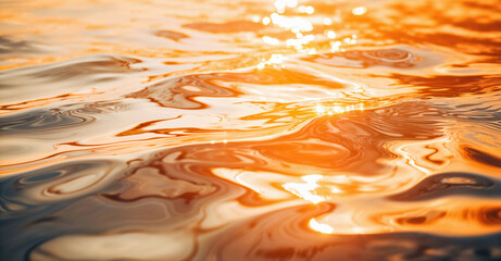 Poster - Golden light reflecting on the surface of water creating an abstract pattern