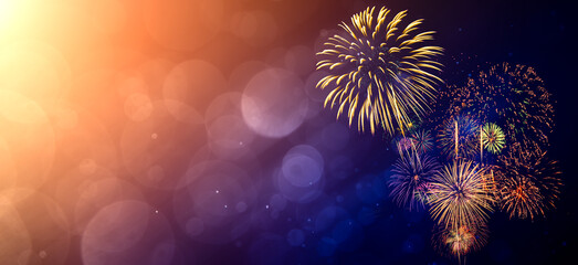 Wall Mural - fireworks with abstract bokeh background