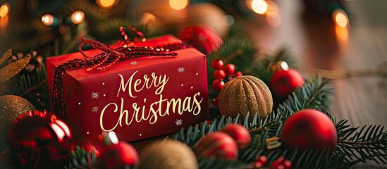 Poster - Festive Christmas background with decorations, a 