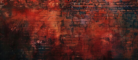 Fototapete - An artistic backdrop of a textured red brick wall with a blurred background showcasing intriguing artistic noise, ideal for a copy space image.