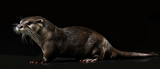 Poster - An African clawless otter, also known as Cape clawless otter, depicted in a unique copy space image.