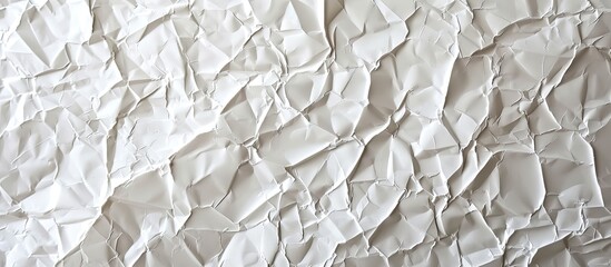 Fototapete - Background featuring a textured white crumpled paper for copy space image.
