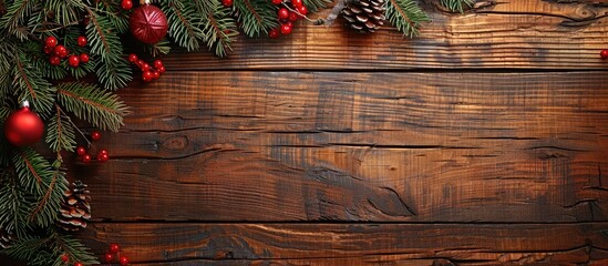 Poster - Background of Christmas with wooden texture, providing ample copy space image.