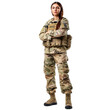 © nsit0108 - Young woman in military gear poses with crossed arms on a transparent background