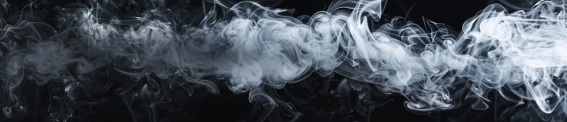 Wall Mural - white smoke, clouds of white smoke on black background