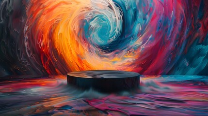 Wall Mural - Abstract Colorful Background with Black Cylinder