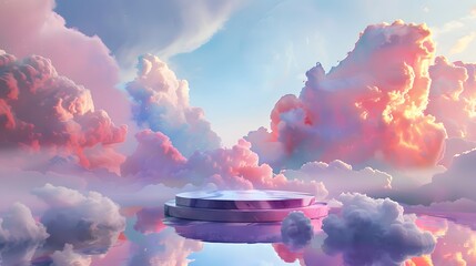 Sticker - Pink Dreamy Clouds with Platform.