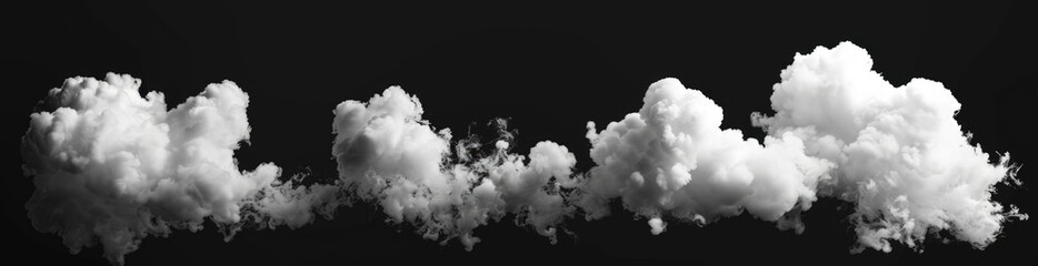 Wall Mural - white smoke clouds isolated on black background