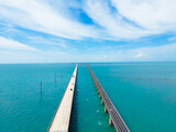 Aerial view over historic 7 seven Mile Bridge in the Florida Keys